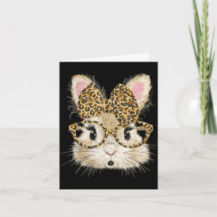 Funny bunny face glasses bandana leopard rabbit card