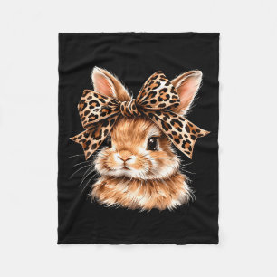 Funny bunny face glasses bandana leopard rabbit fleece blanket