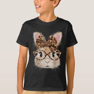 Funny bunny face glasses bandana leopard rabbit T-Shirt
