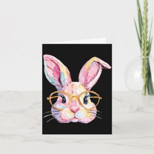 Funny bunny face glasses eggs rabbit happy easter card