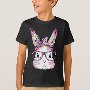 Funny Bunny Face Gles Rabbit Coquette Bow Happy Ea T-Shirt