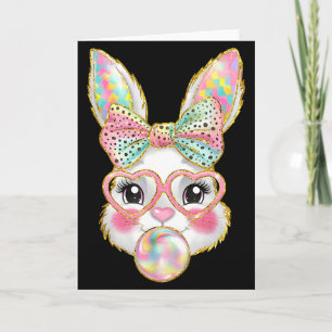 Funny bunny glasses bandana eggs rabbit happy card