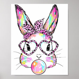 Funny Bunny Gles Rabbit Happy Easter Retro Tie Dye Poster