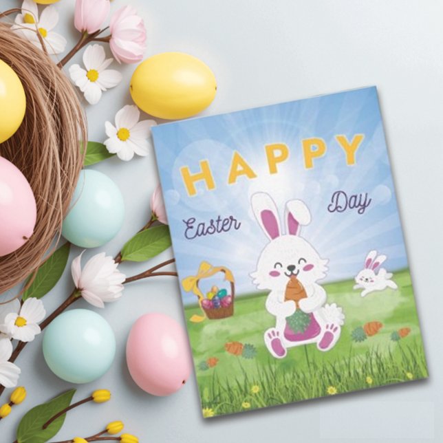 Funny Bunny Happy Easter Day  Holiday Card (Creator Uploaded)