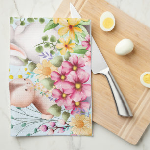 Funny Bunny Happy Easter Day  Kitchen Towel