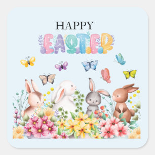 Funny Bunny Happy Easter Day Square Sticker