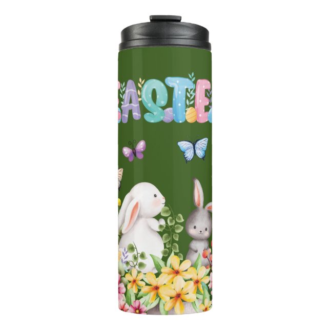 Funny Bunny Happy Easter Day Thermal Tumbler (Front)