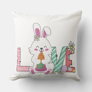 Funny Bunny Happy Easter Day Throw Pillow