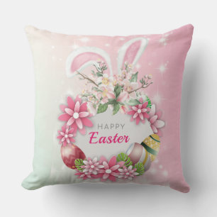 Funny Bunny Happy Easter Day Throw Pillow
