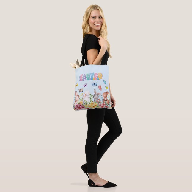 Funny Bunny Happy Easter Day  Tote Bag (On Model)