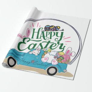Funny Bunny Happy Easter Day Wrapping Paper