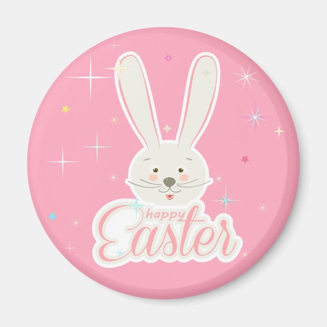FUNNY BUNNY Happy Easter Eggs Hunt Party Magnet (Front)