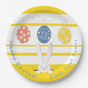 FUNNY BUNNY Hapy Easter Eggs Hunt Party Paper Plate