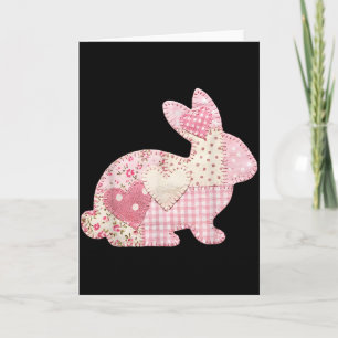 Funny Bunny Heart Floral Patchwork Rabbit Happy Ea Card