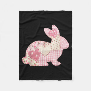 Funny Bunny Heart Floral Patchwork Rabbit Happy Ea Fleece Blanket