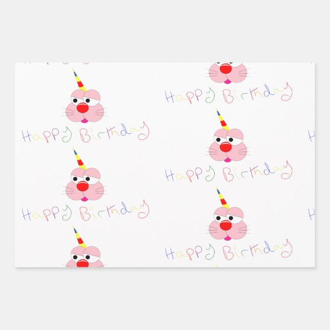 Funny Bunny - I'm a Unicorn. Happy Birthday. Wrapping Paper Sheet (Front)