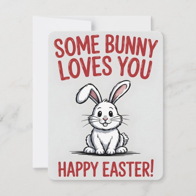 Funny Bunny Loves You Easter Card (Front)