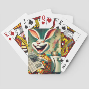 Funny Bunny on Toilet Bathroom Art  Playing Cards