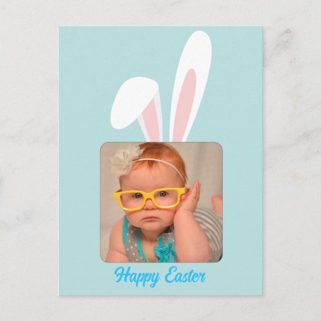 Funny Bunny Personalized Photo Easter Holiday  Postcard (Front)