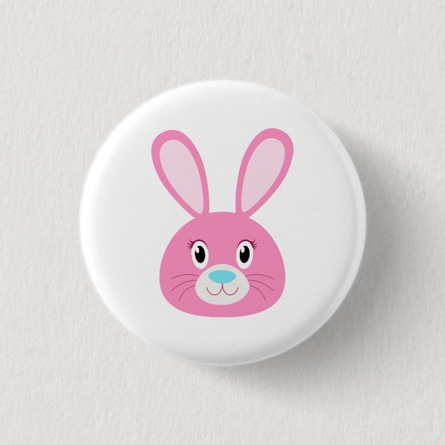Funny Bunny Pink 1 Inch Round Button (Front)