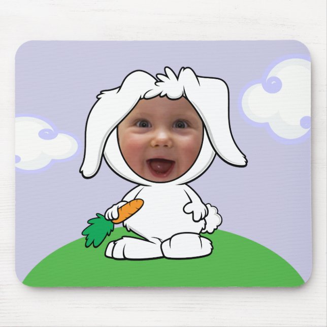 Funny Bunny Rabbit Photo Face Template Mouse Pad (Front)