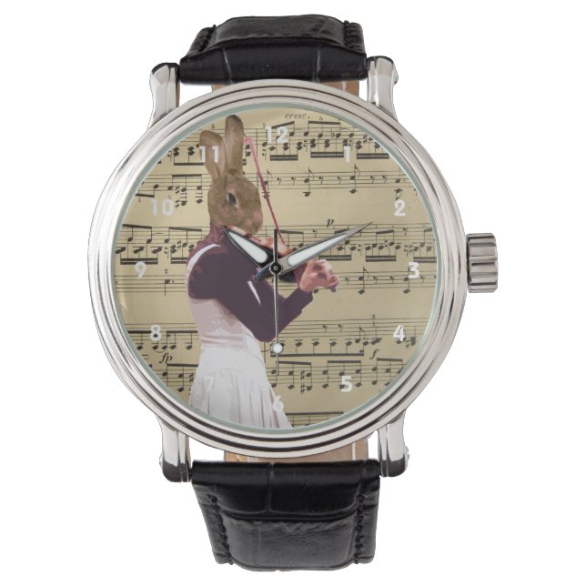 Funny bunny rabbit violinist watch (Front)