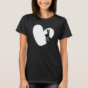 Funny Bunny Rabbit White Heart Vintage Happy Easte T-Shirt