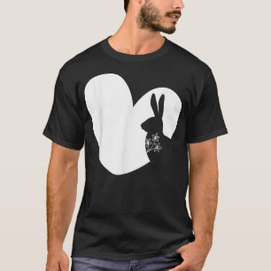 Funny Bunny Rabbit White Heart vintage Happy Easte T-Shirt