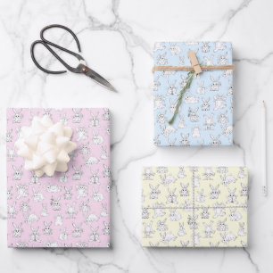 Funny Bunny Rabbits Having Fun Wrapping Paper Sheet