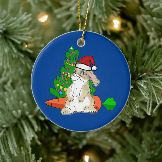 Funny Bunny Santa Ceramic Ornament (Tree)