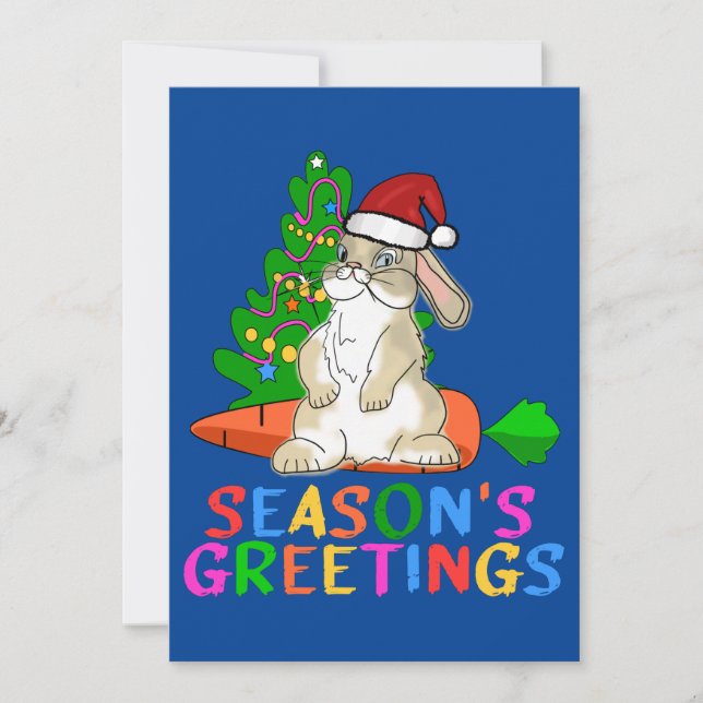 Funny Bunny Season's Greetings Holiday Card (Front)