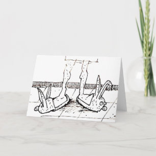 Funny Bunny Slippers Cartoon Greeting Card