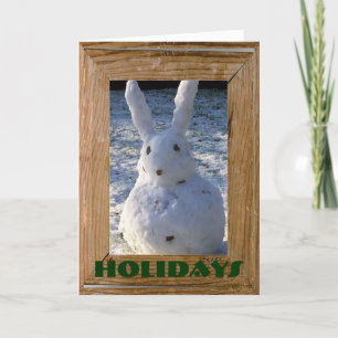 Funny Bunny Snowman Holiday Card