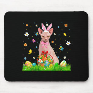 Funny Bunny Sphynx Cat Easter Egg Mouse Pad
