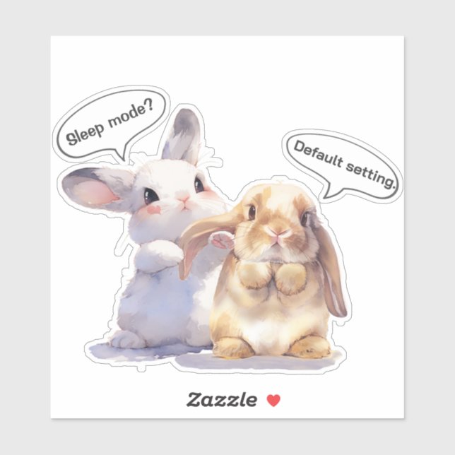 Funny Bunny Sticker – Sleep Mode vs Default (Sheet)