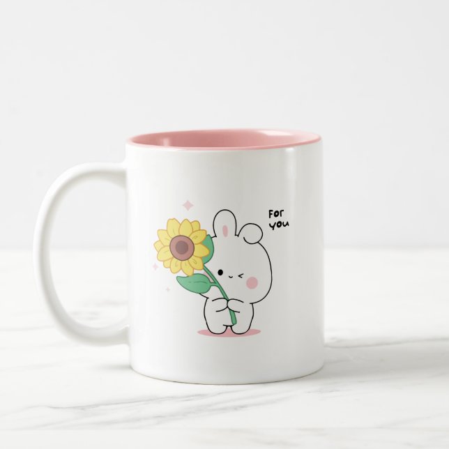funny bunny Two-Tone coffee mug (Left)