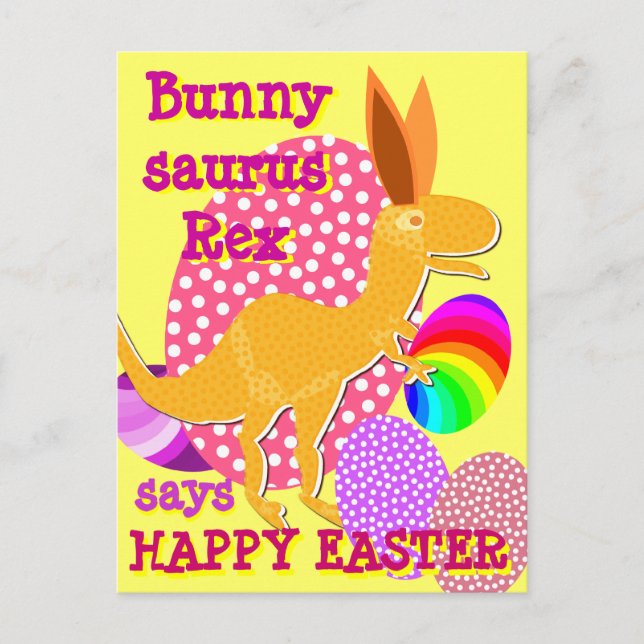 Funny Bunnysaurus Rex Happy Pâques T-Rex carte pos (Devant)