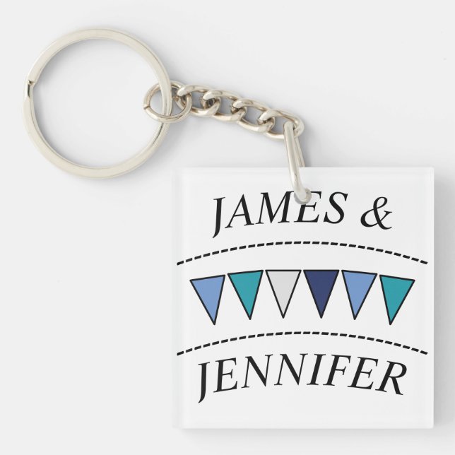 Funny Bunting And Names Keychain (Front)