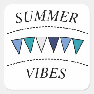 Funny Bunting Summer Vibes Square Sticker