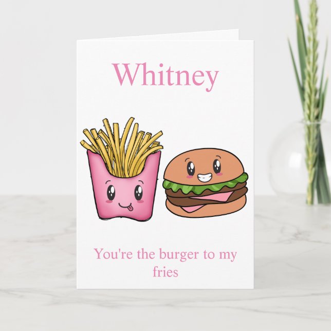 Funny Burger and Fries Valentines Day Card (Front)