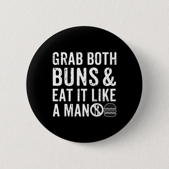 Funny Burger Bbq Men Gift Burger Lover Real Americ 2 Inch Round Button (Front)