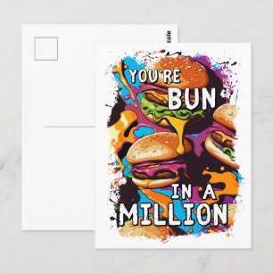 Funny BURGER Bun in a Million Pun for Food Lovers Postcard