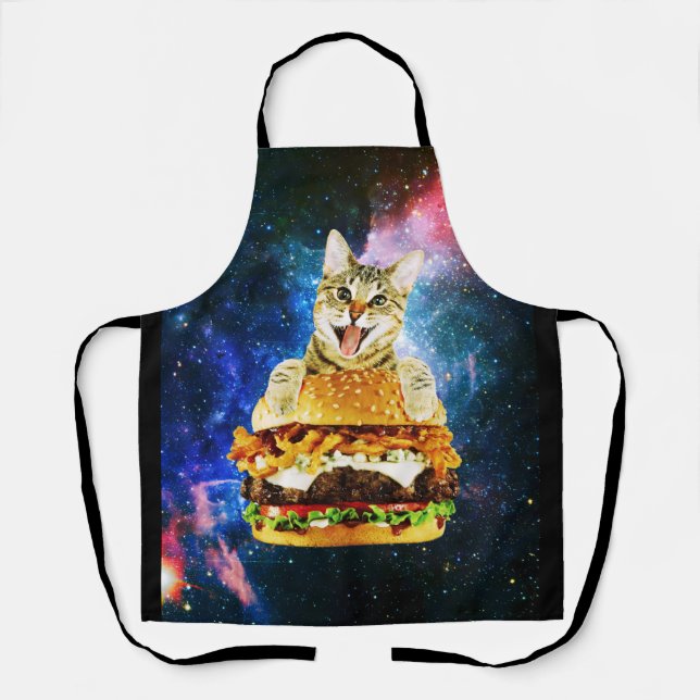 Funny burger cat space apron (Front)