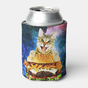 Funny burger cat space can cooler