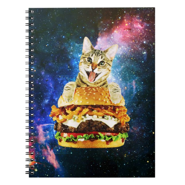 Funny burger cat space notebook (Front)