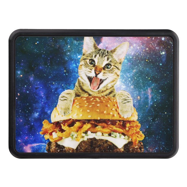 Funny burger cat space trailer hitch cover (Front)