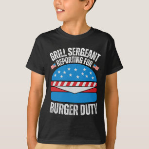 Funny Burger Lovers American Usa Flag Happy 4th Of T-Shirt