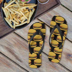 Funny Burger Pattern BBQ Flip Flops
