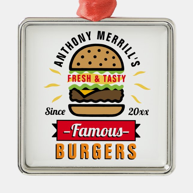 Funny Burgers Nom personnalisé Ornement (Devant)