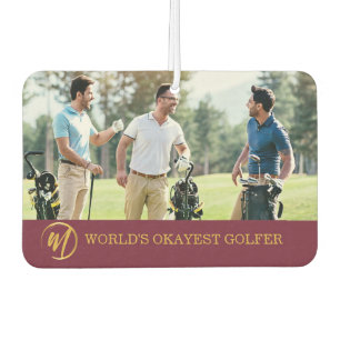 Funny Burgundy Monogram Golf Photo  Air Freshener